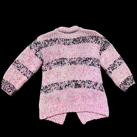 CHANEL Chunky Cable Knit Cotton Cardigan Sweater Jacket Pink Black Size 36 L XL - Picture 4 of 14